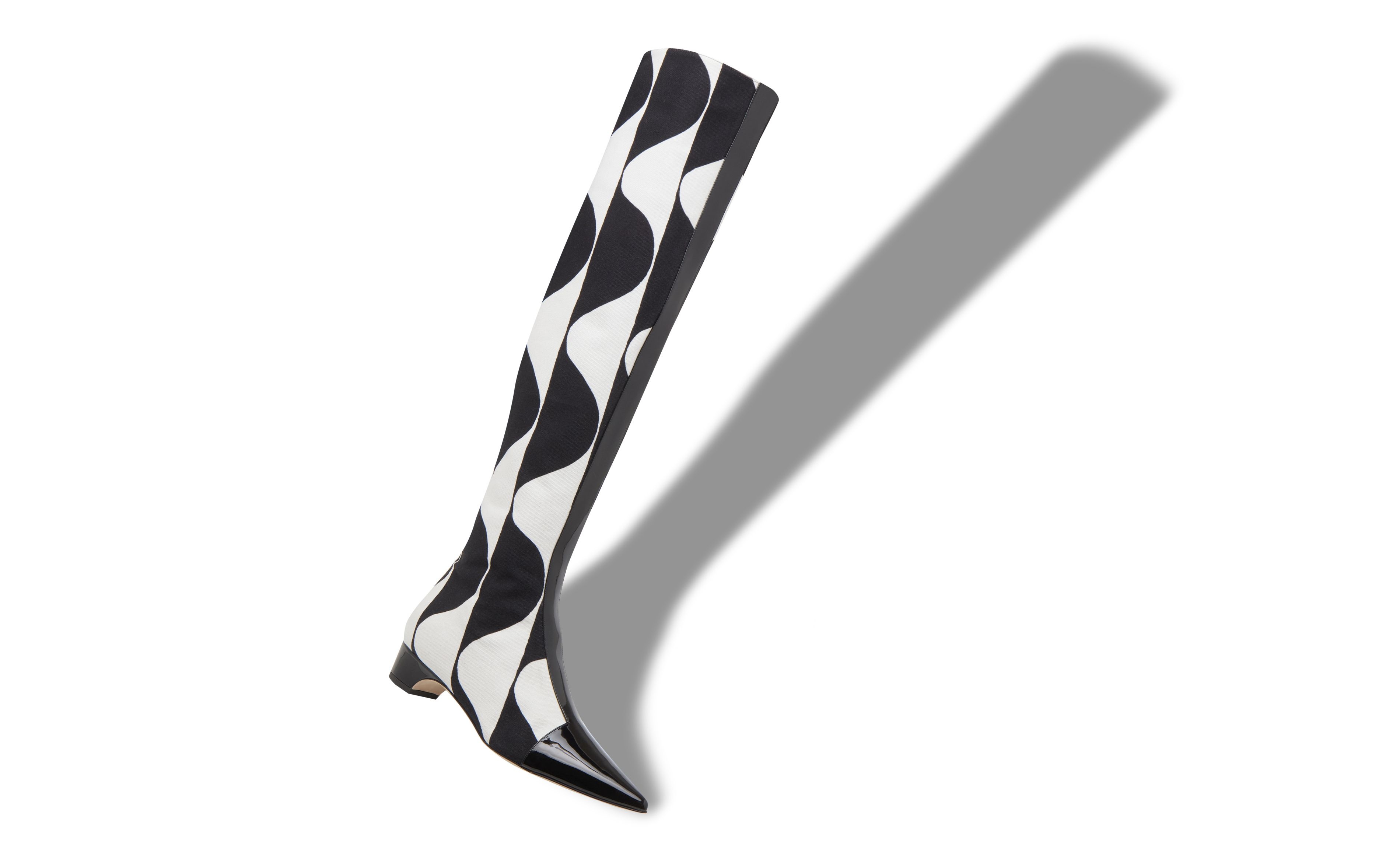 Black and White Canvas Graphic Print Boots - 2