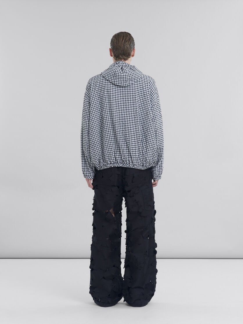 BLACK AND WHITE CHECKED SEERSUCKER HOODED JACKET - 3
