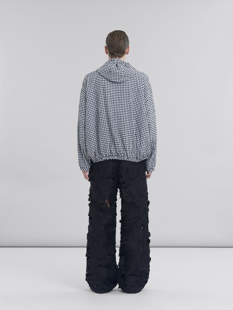 BLACK AND WHITE CHECKED SEERSUCKER HOODED JACKET 3