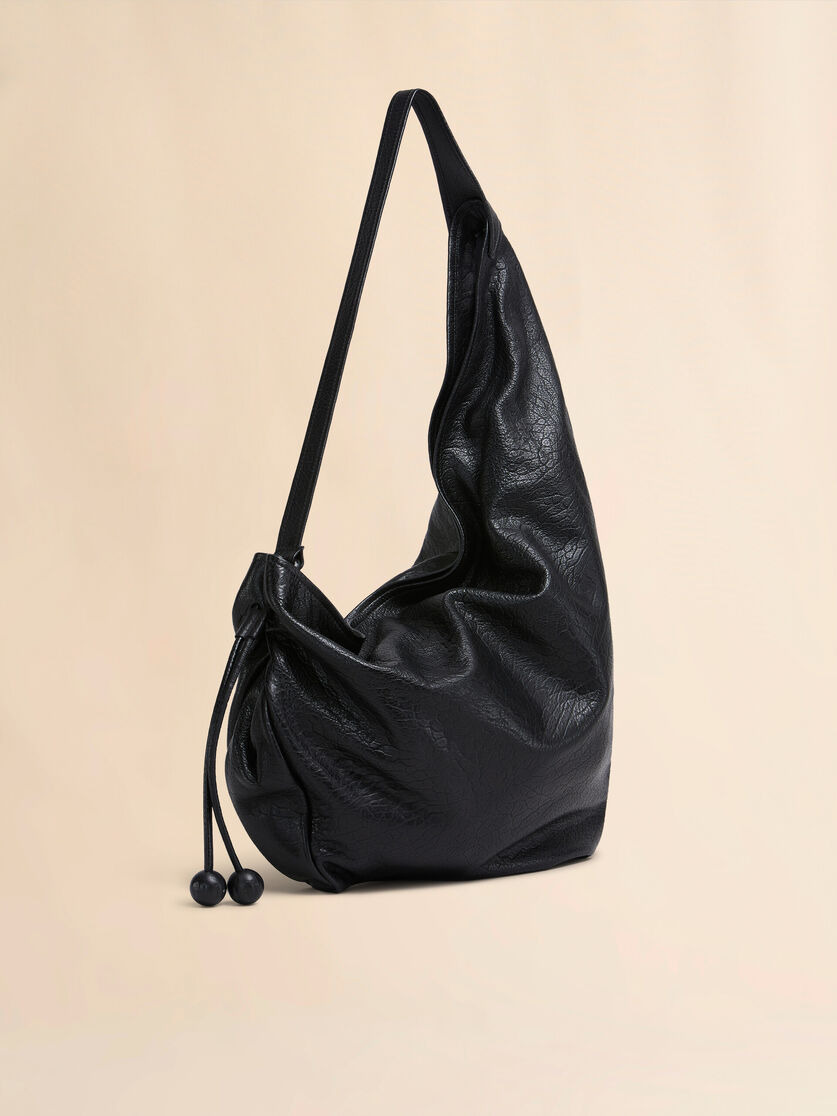 LARGE BLACK NAPPA HOBO BAG - 5