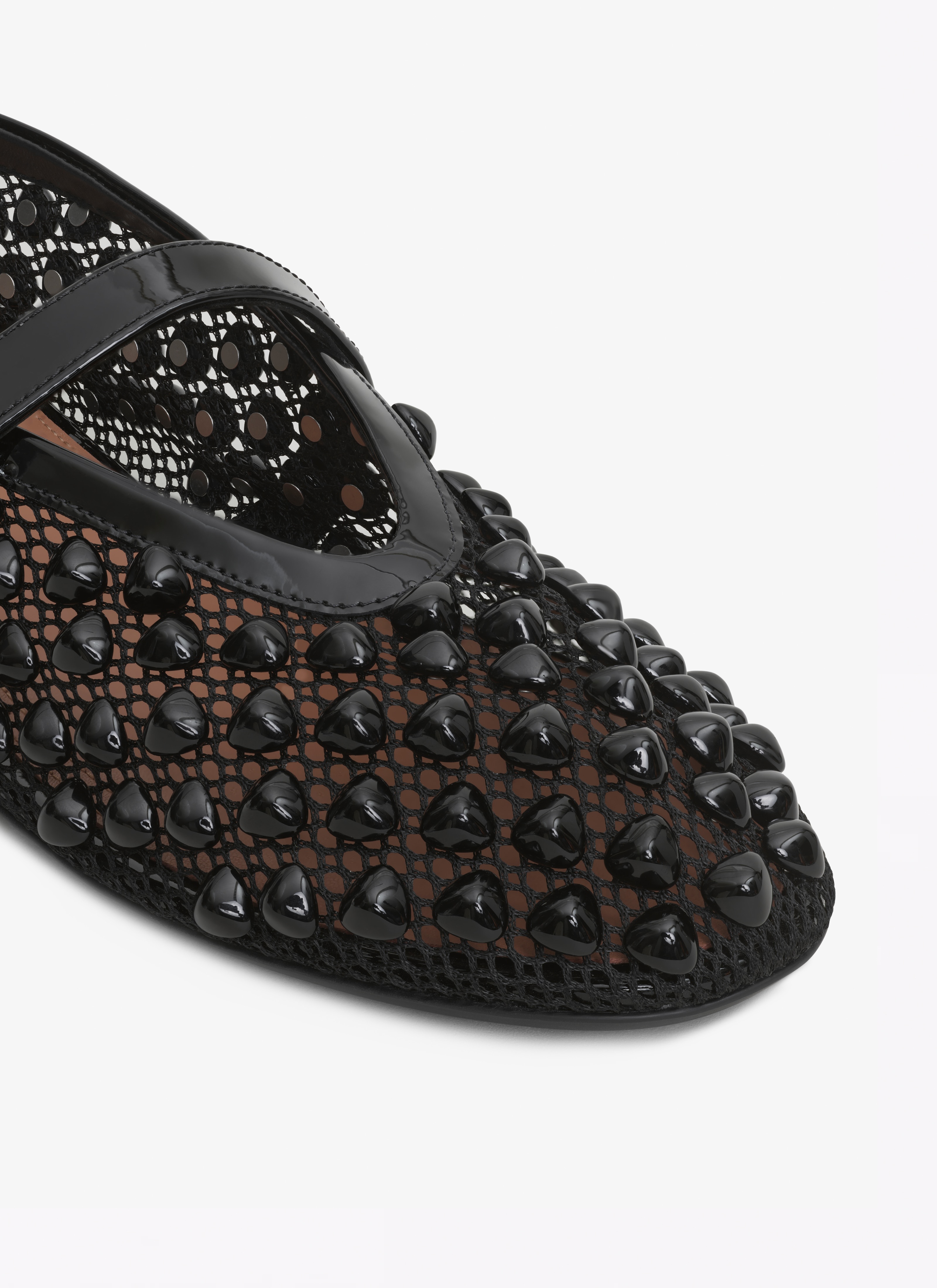 BALLET FLATS WITH STUDS ON FISHNET - 4