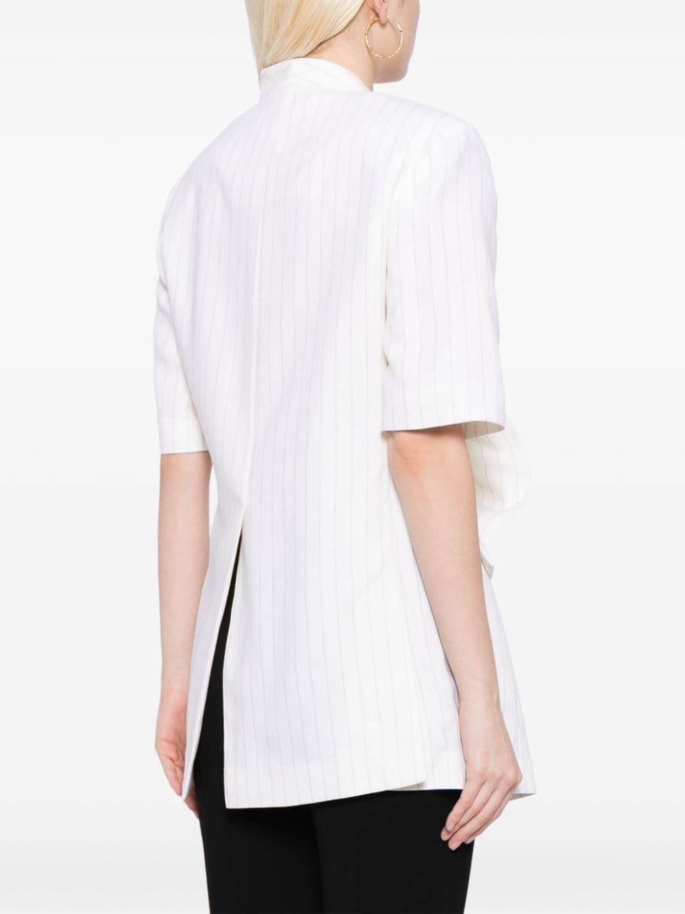 gathered short-sleeved blazer - 4