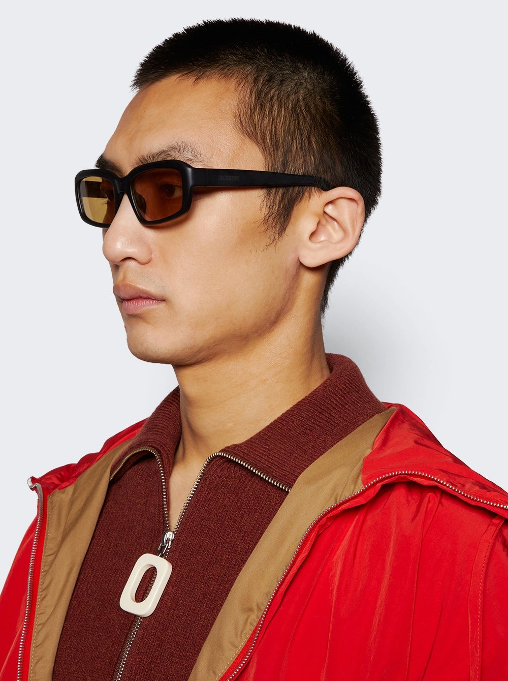X Jacquemus Marino Angular D-frame Sunglasses Black And Amber - 3