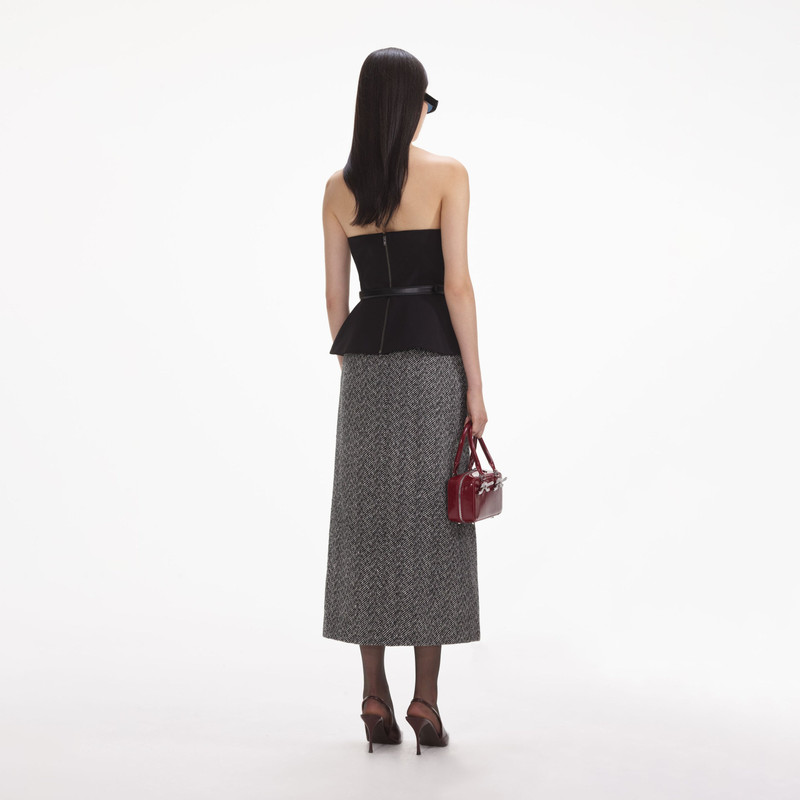 self-portrait Black Crepe Bandeau Top outlook