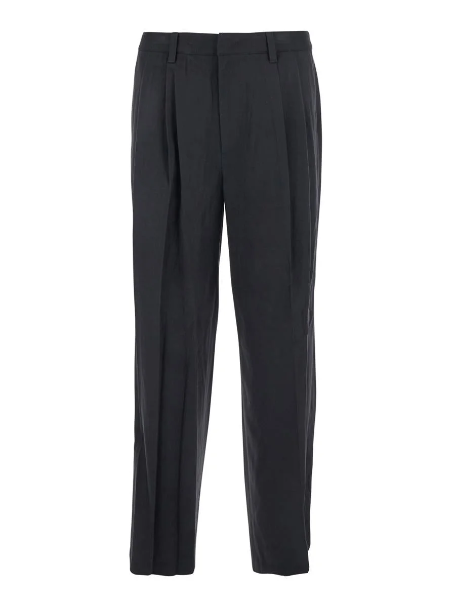 Dunst Black Tailored Trousers With Front Pleats In Fabric Man - 1