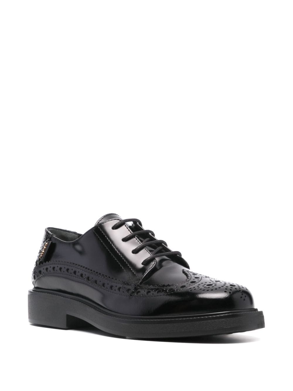logo-tag leather brogues - 2