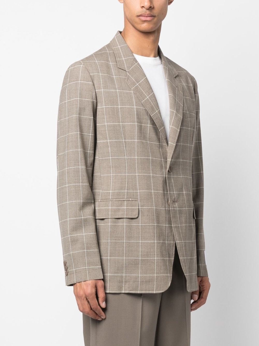 windowpane-print single-breasted blazer - 3