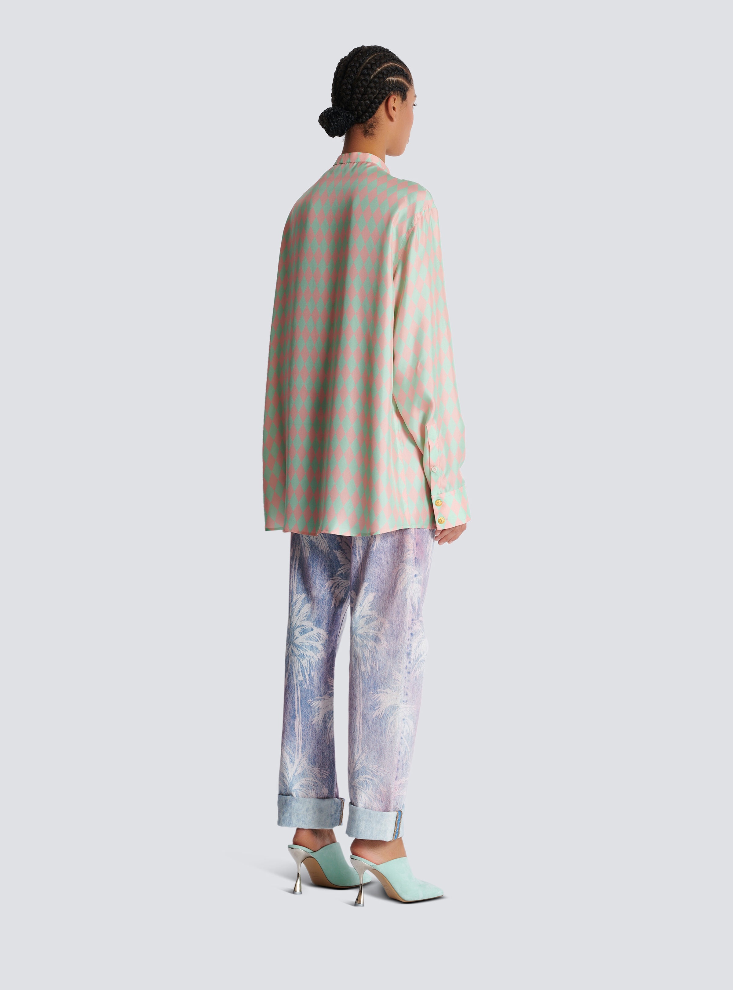 Standing-collar shirt with Diamond print - 4