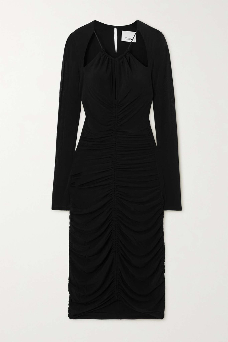 Logane ruched cutout stretch-jersey midi dress 1