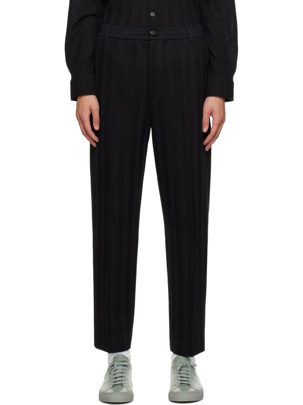 Black Classic Zig-Zag Trousers - 1