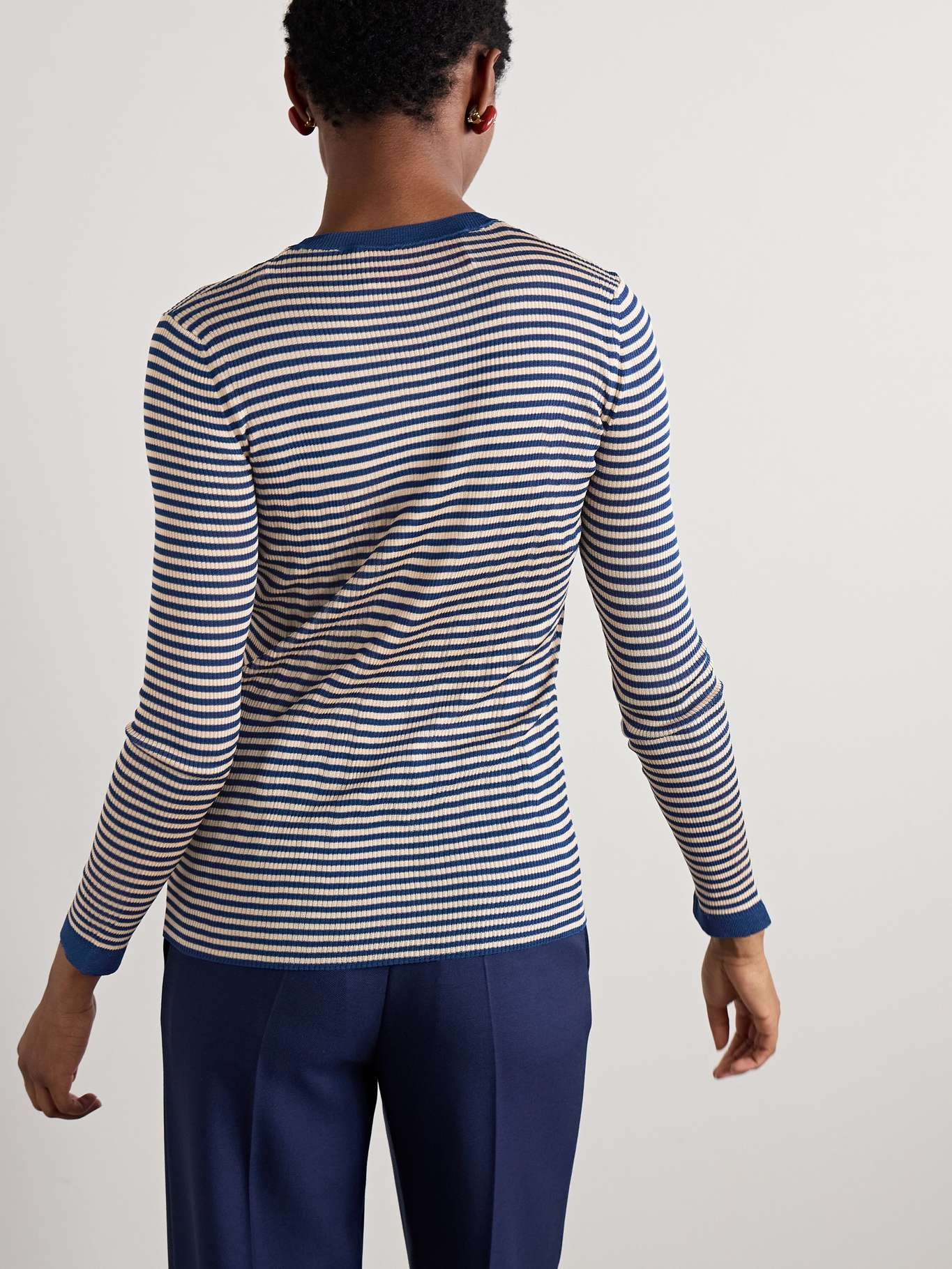 Striped silk sweater Blue - 4
