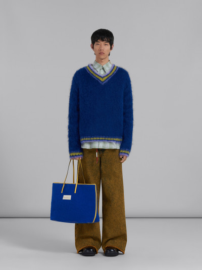 Marni BLUE REVERSIBLE SHOPPING BAG IN FELT AND COTTON outlook