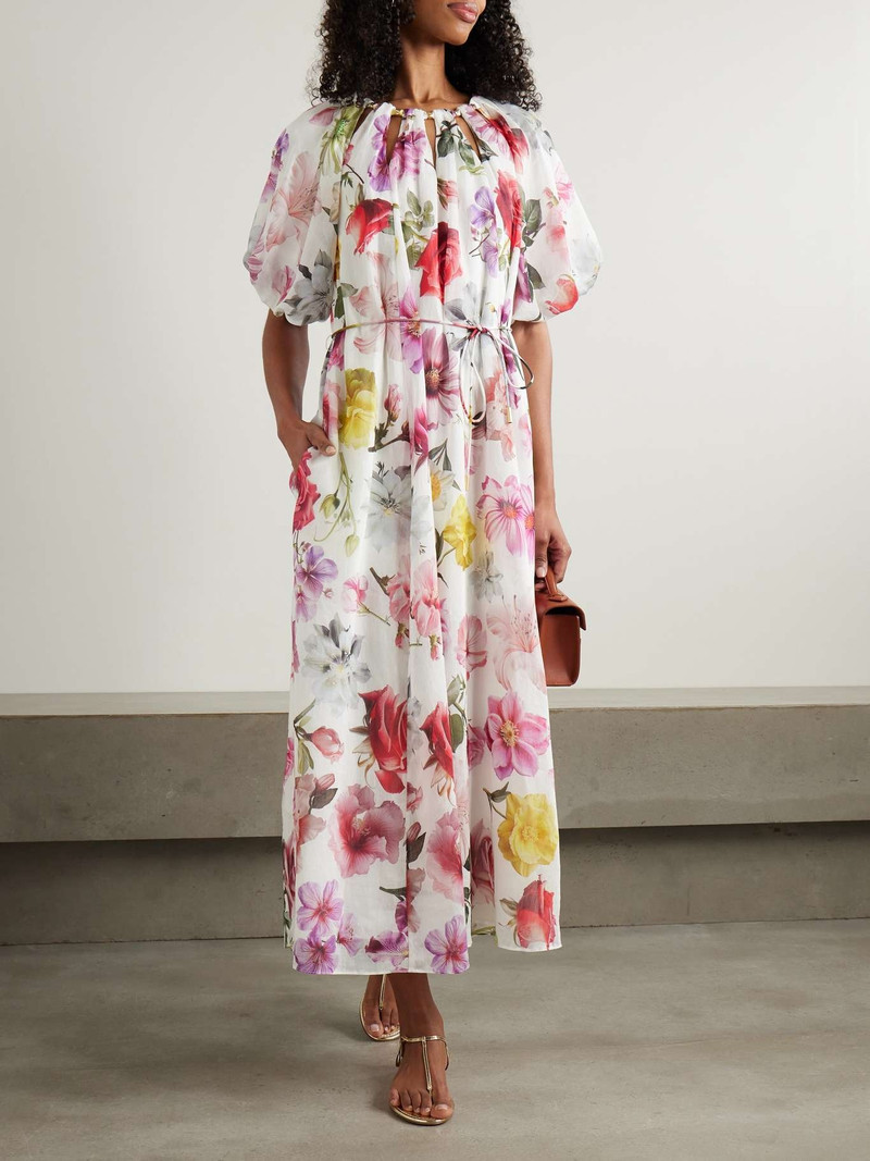 Aje. Fleur embellished floral-print TENCEL™ Lyocell-blend midi dress White outlook