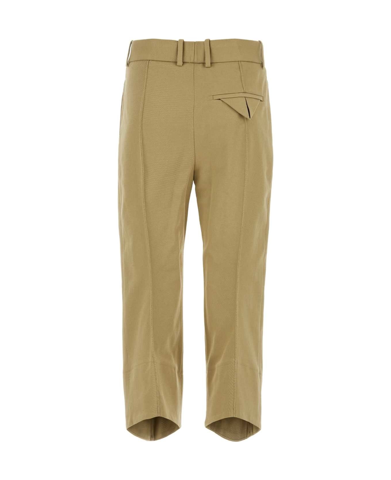 Beige Cotton Cropped Cut Pant - 2