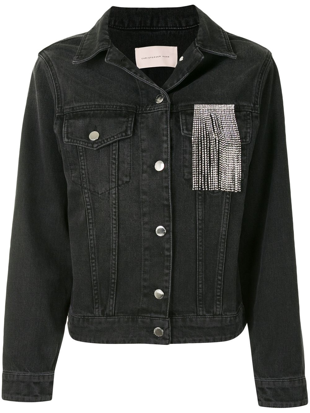 crystal fringe denim jacket - 1