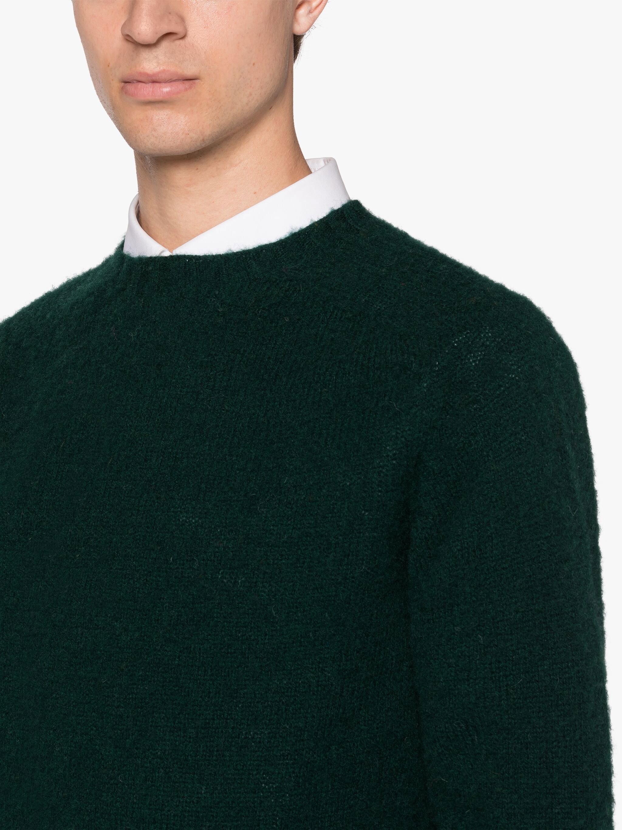 HUTCHINS DARK GREEN WOOL CREWNECK SWEATER - 4