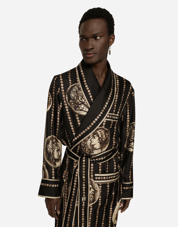 Coin print silk twill robe - 4
