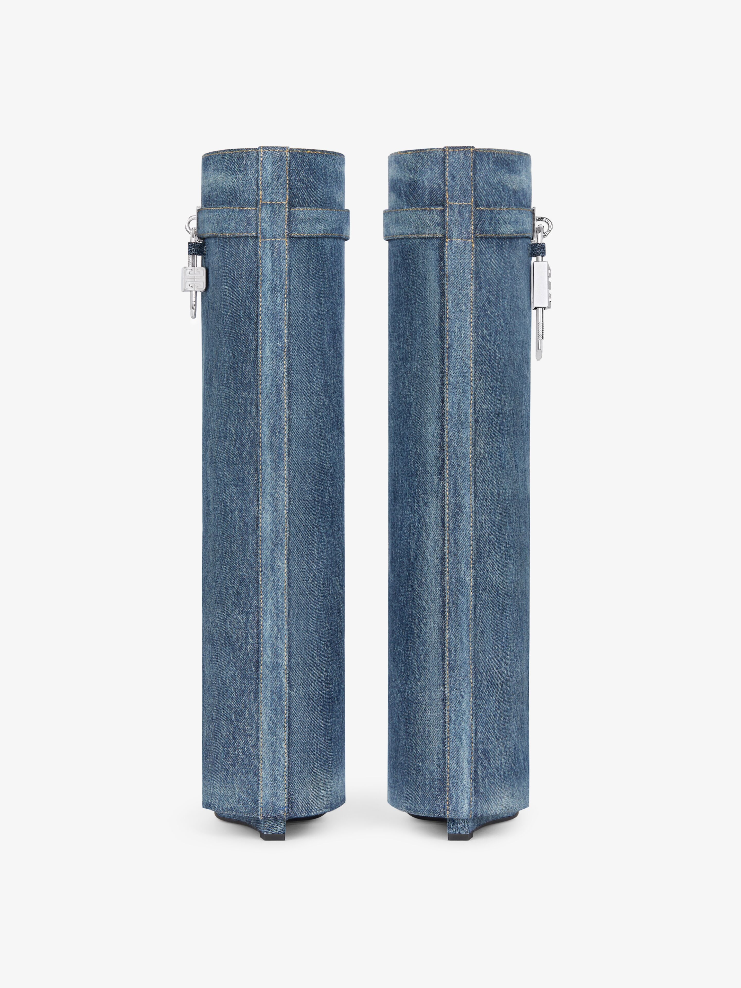 SHARK LOCK BOOTS IN WASHED DENIM - 6