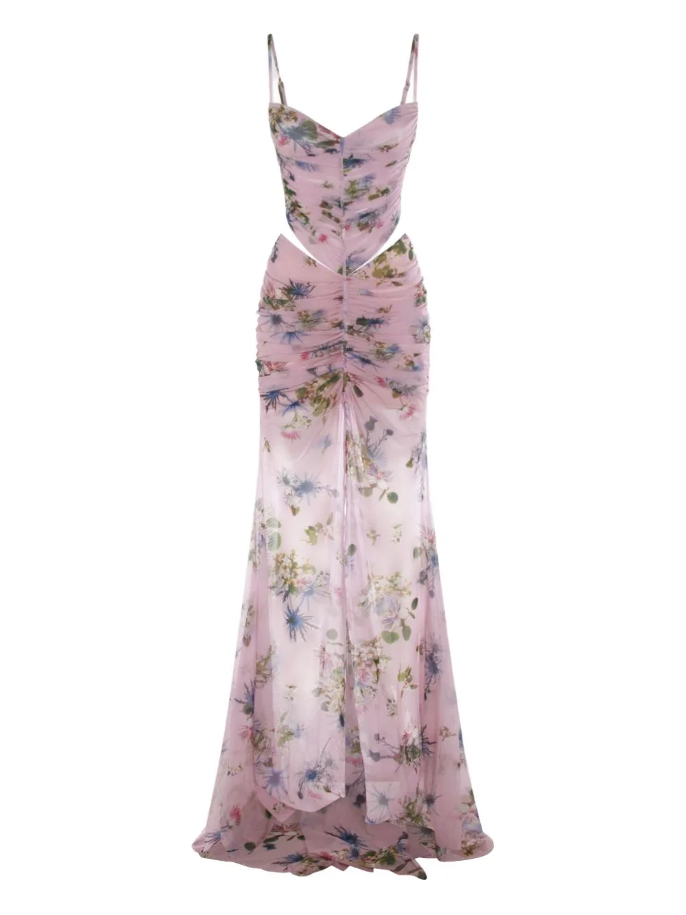 floral print cut-out dress - 1