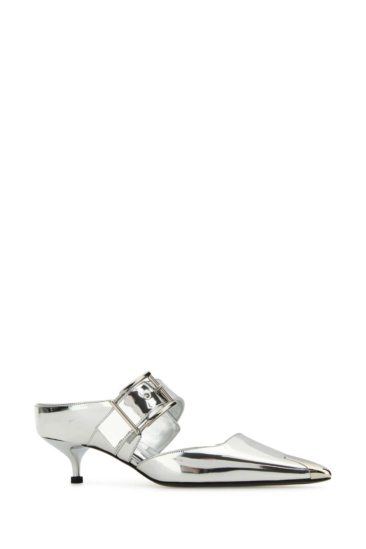 Alexander Mcqueen Women Silver Leather Punk Pumps - 2