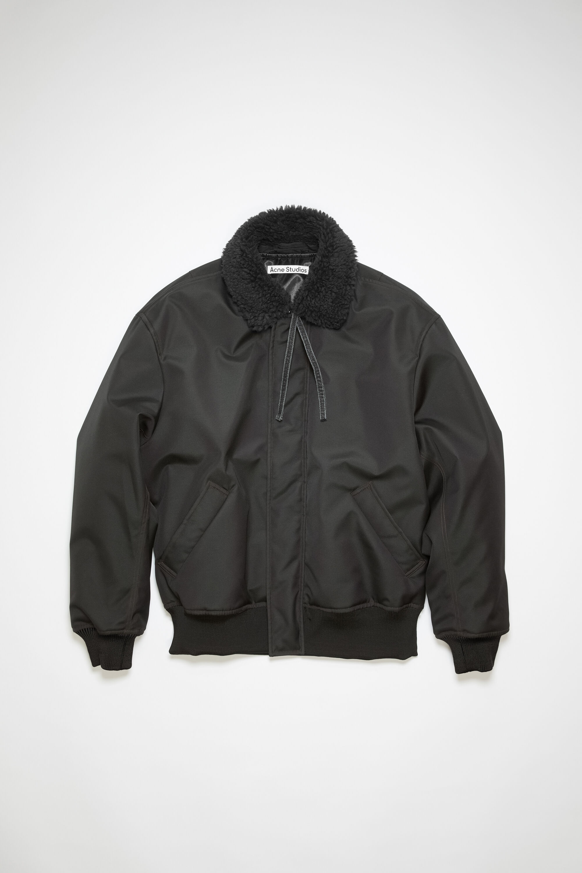 Shearling collar jacket - Black - 1