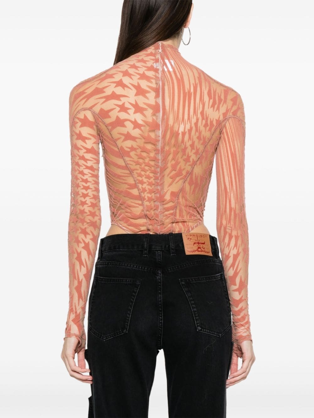 star-print mesh bodysuit - 4