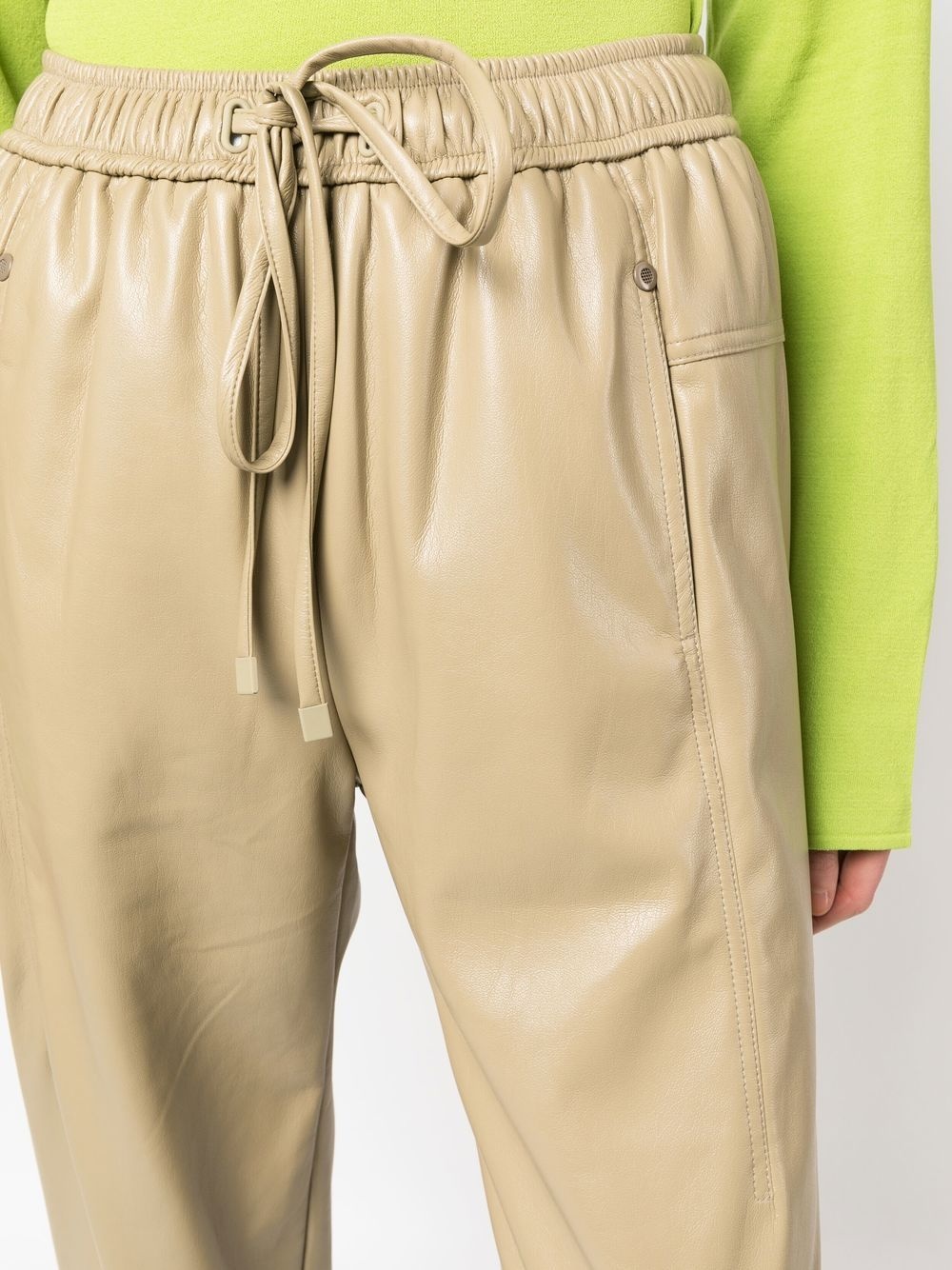 faux-leather drawstring trousers - 8