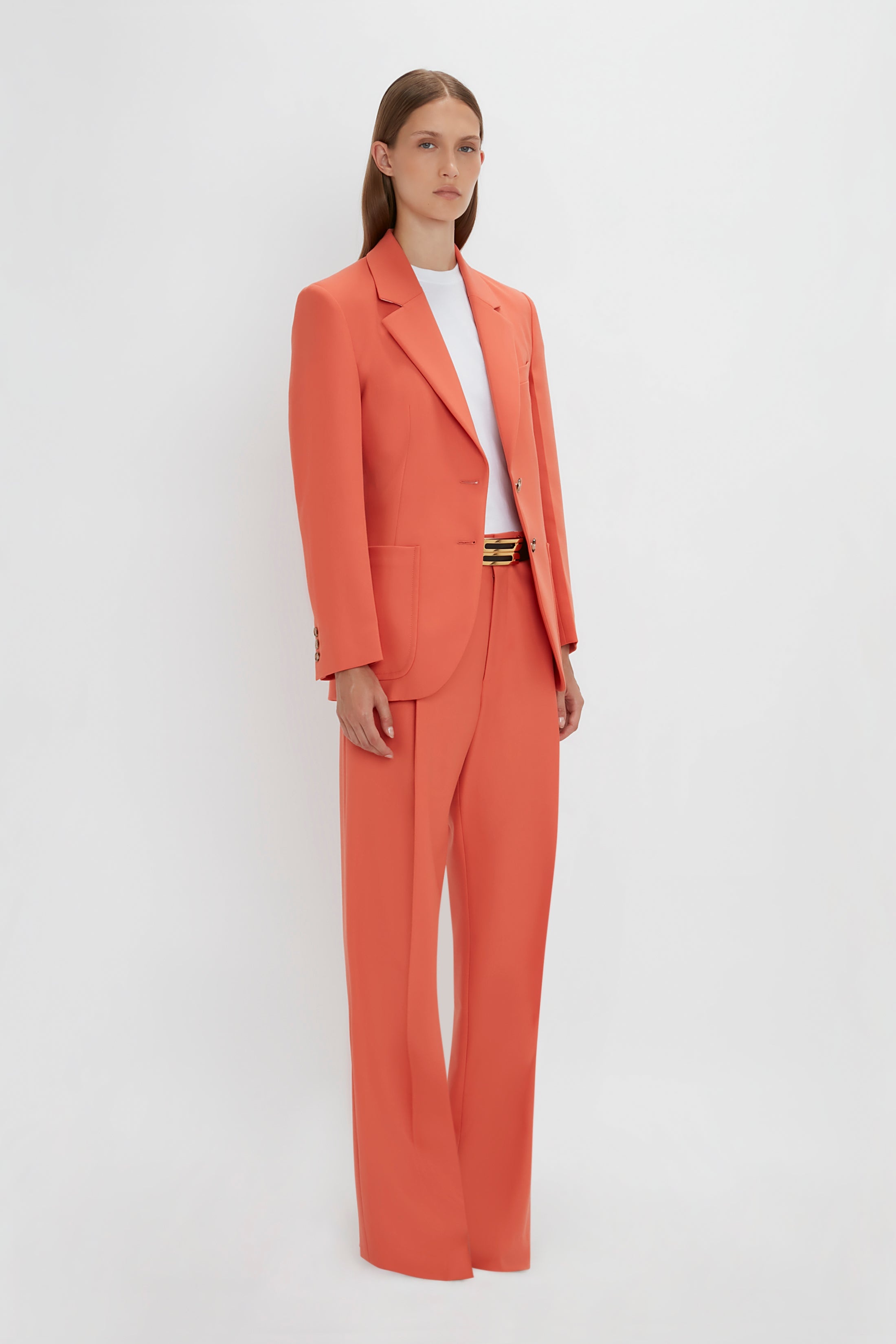 Single Pleat Trouser In Papaya - 5