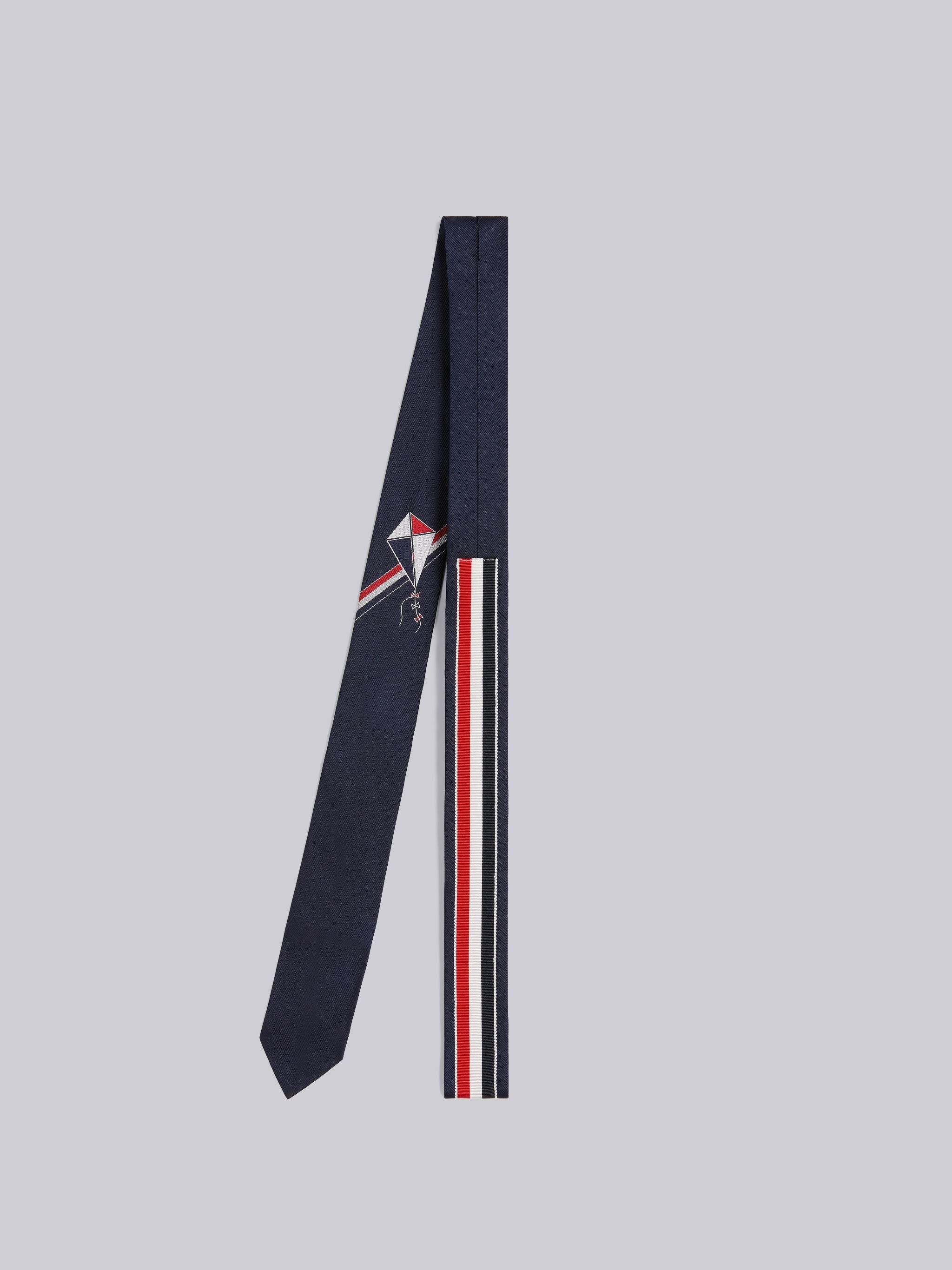 Navy Silk Jacquard Stripe Kite Icon Tie - 3
