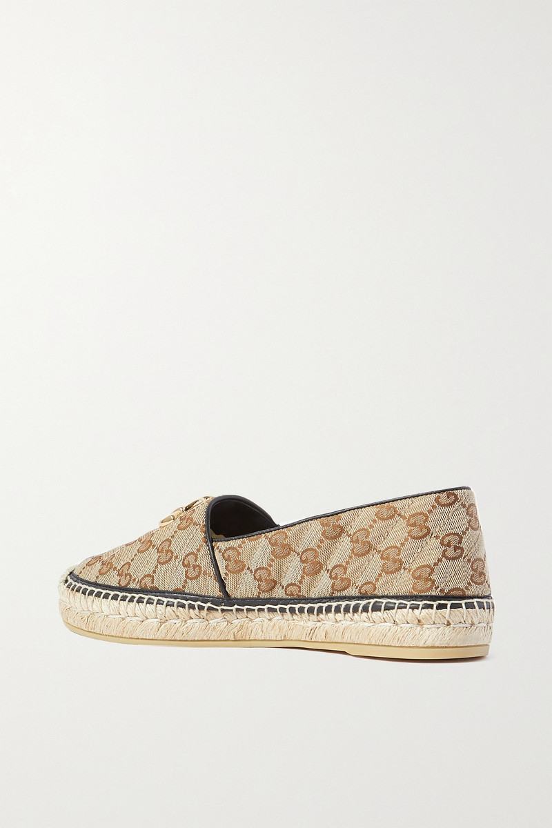 Pilar leather-trimmed embellished logo-detailed canvas espadrilles 3