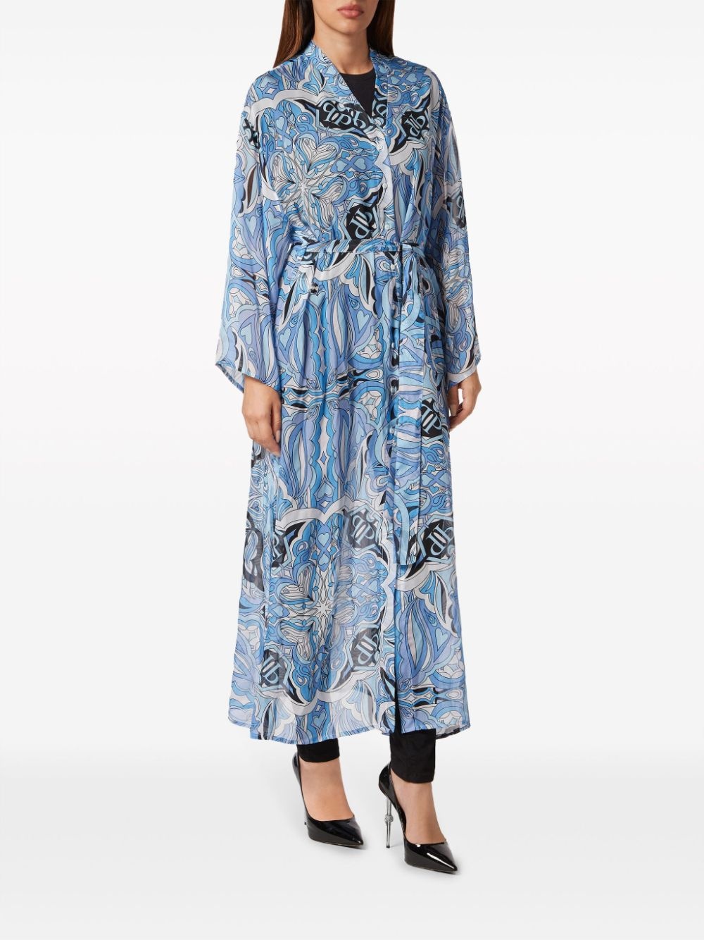 graphic-print silk kaftan dress - 3