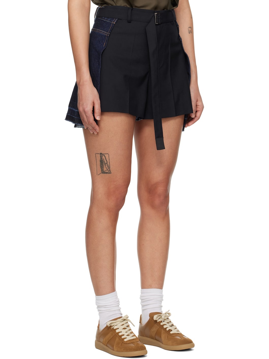 Navy & Blue Paneled Denim Shorts - 2