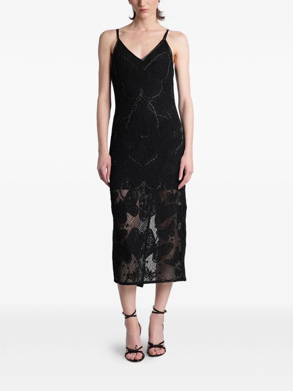 embellished lace midi dress - 1