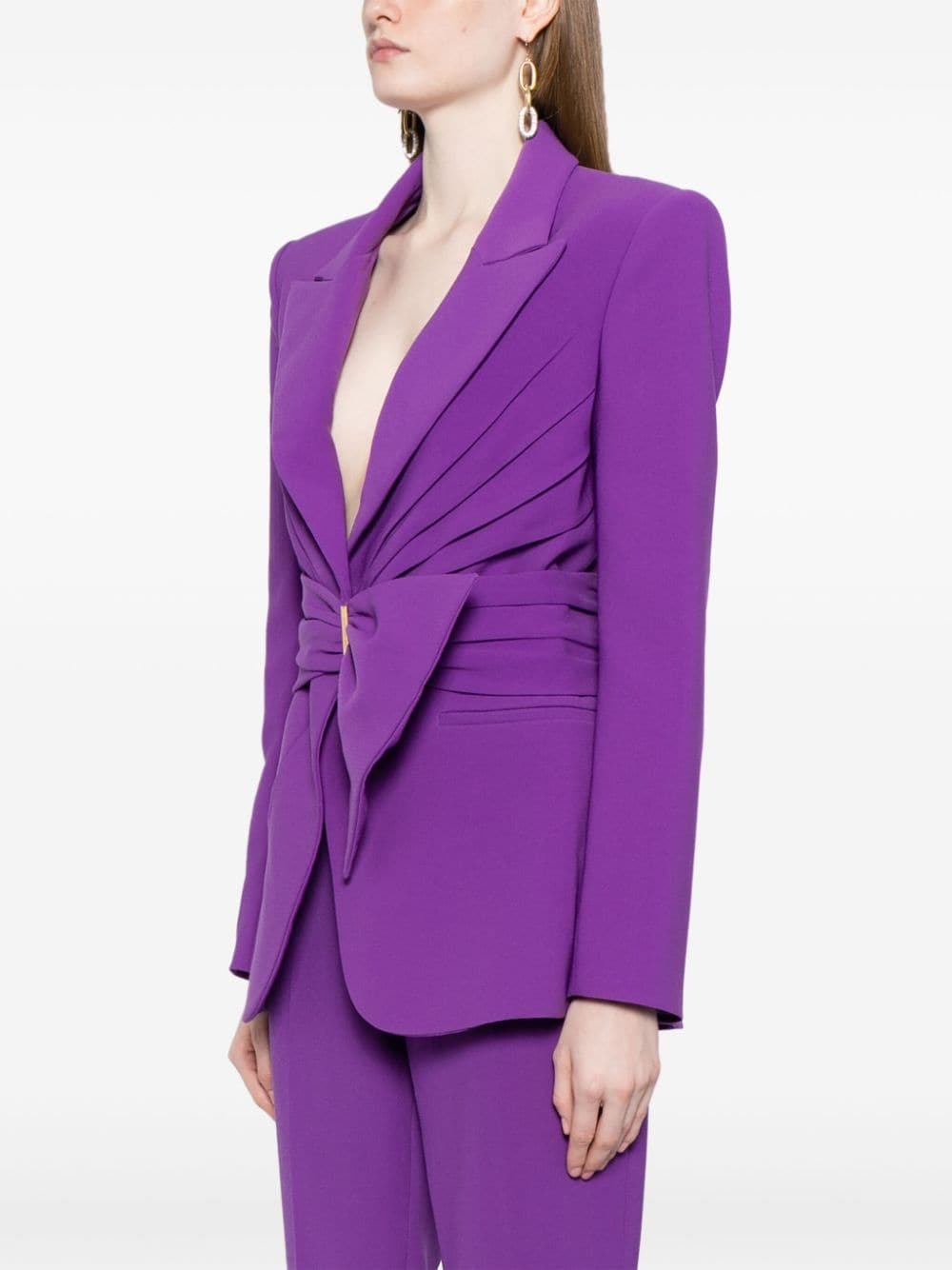 gathered belted blazer - 3