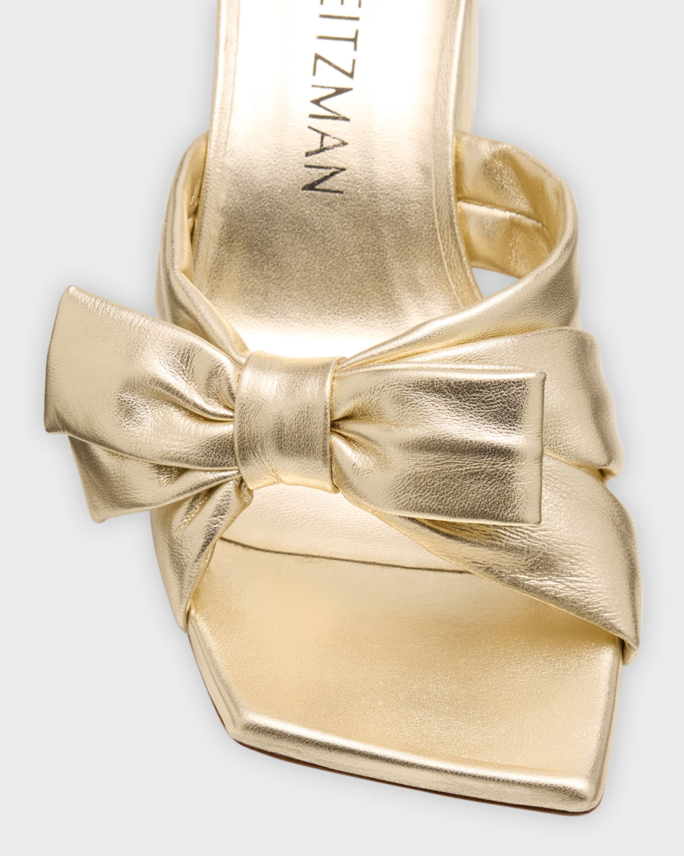 Sofia Metallic Leather Bow Mule Sandals - 4