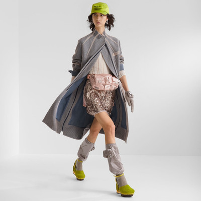 FENDI Multicolor wool and tulle overcoat outlook