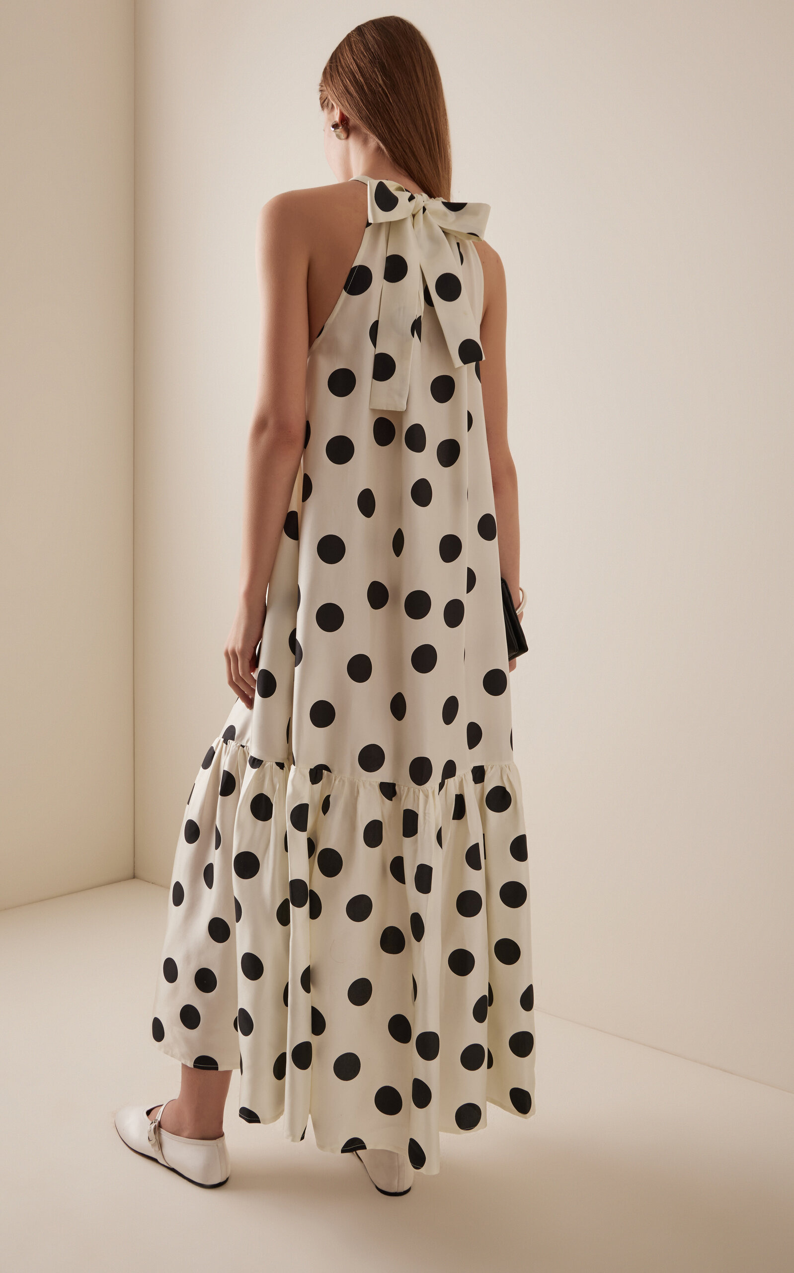 Exclusive Riviera Ibiza Polka-Dot Silk-Twill Maxi Dress black/white - 4