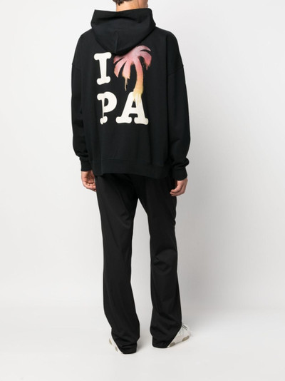 Palm Angels I Love PA-print cotton hoodie outlook