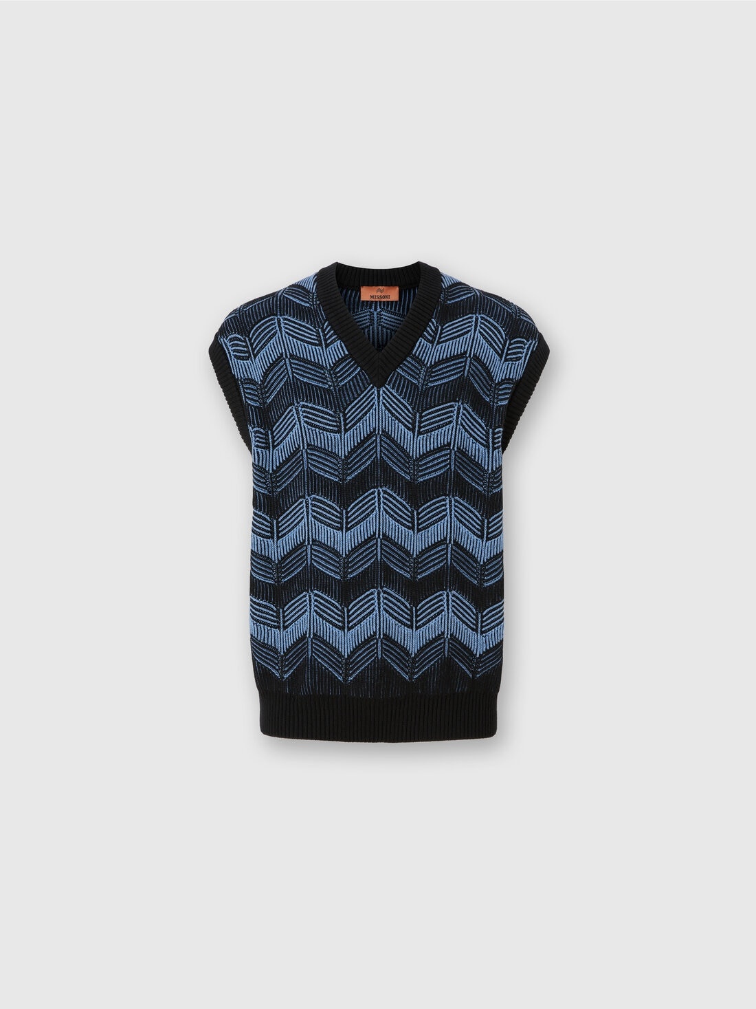 Vest in virgin wool and zigzag cotton - 1