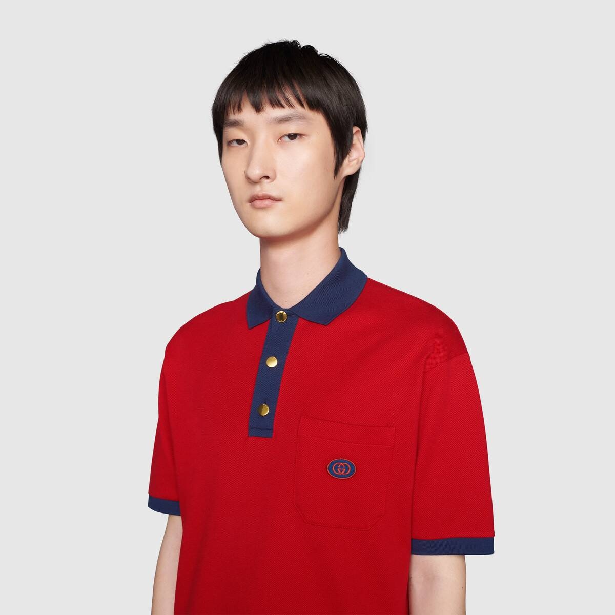 Cotton polo with Interlocking G patch - 5