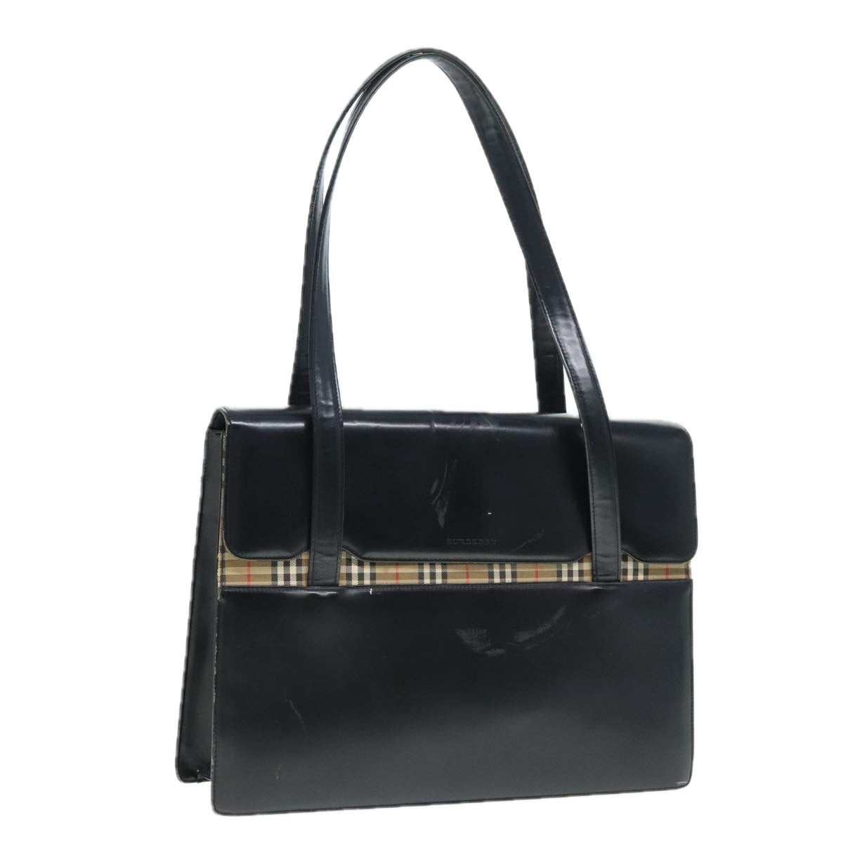 Burberry Shoulder Bag Leather Black Silver - 1