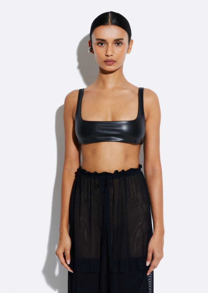 LAPOINTE Stretch Faux Leather Bra Top outlook