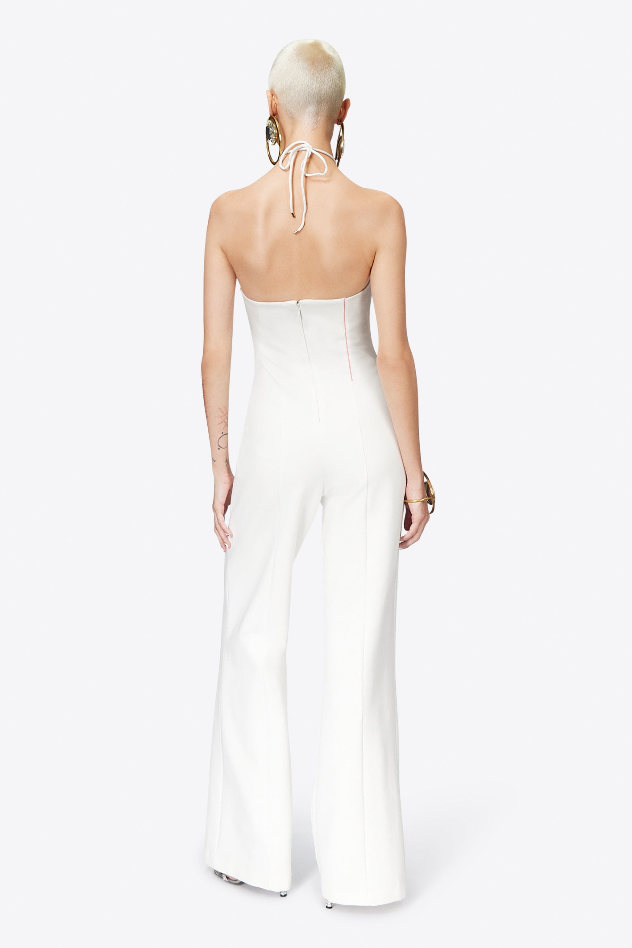 CRYSTAL EYELET HALTER JUMPSUIT - 6