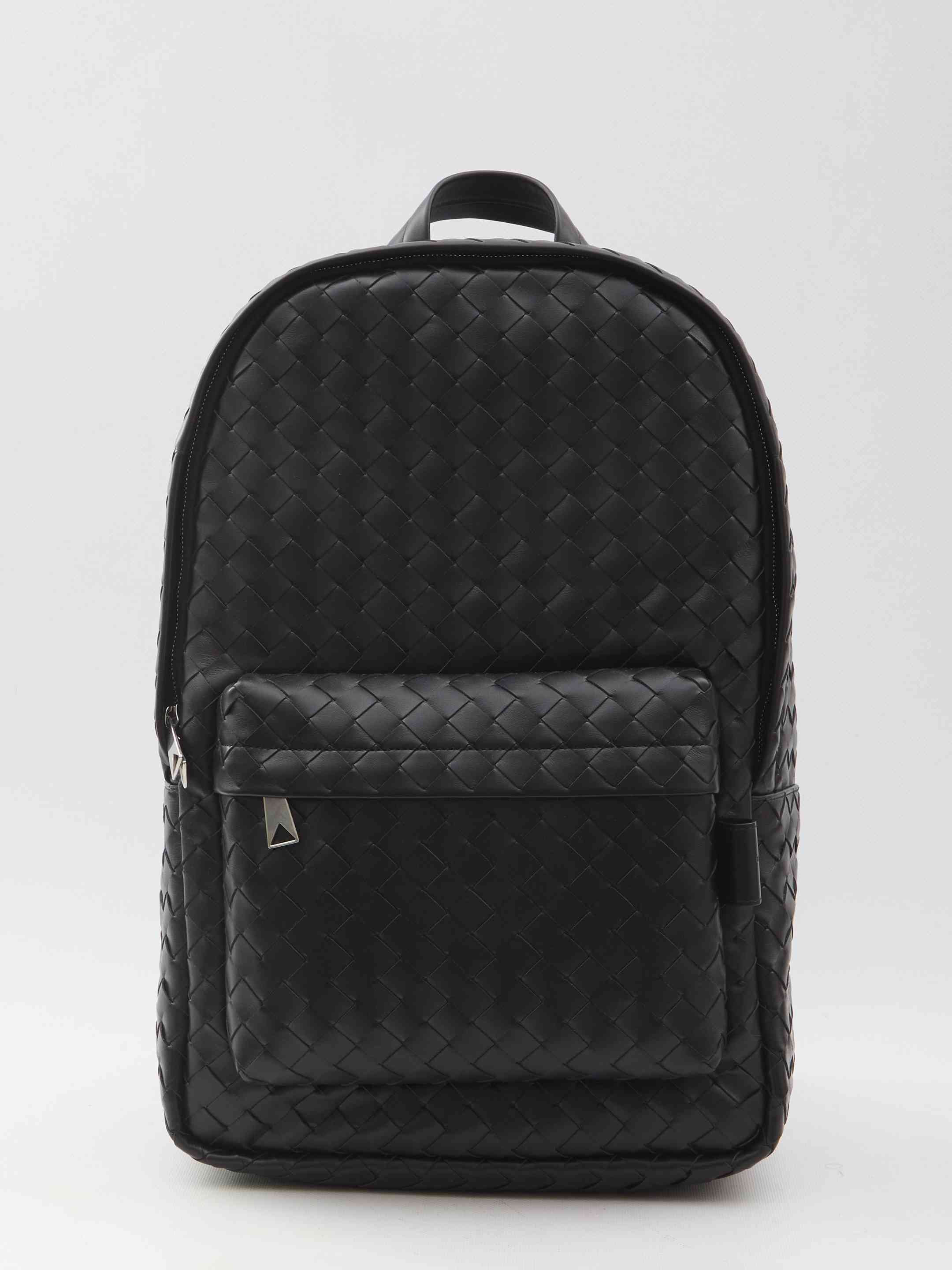 Bottega Veneta Men Black Intrecciato Backpack - 1