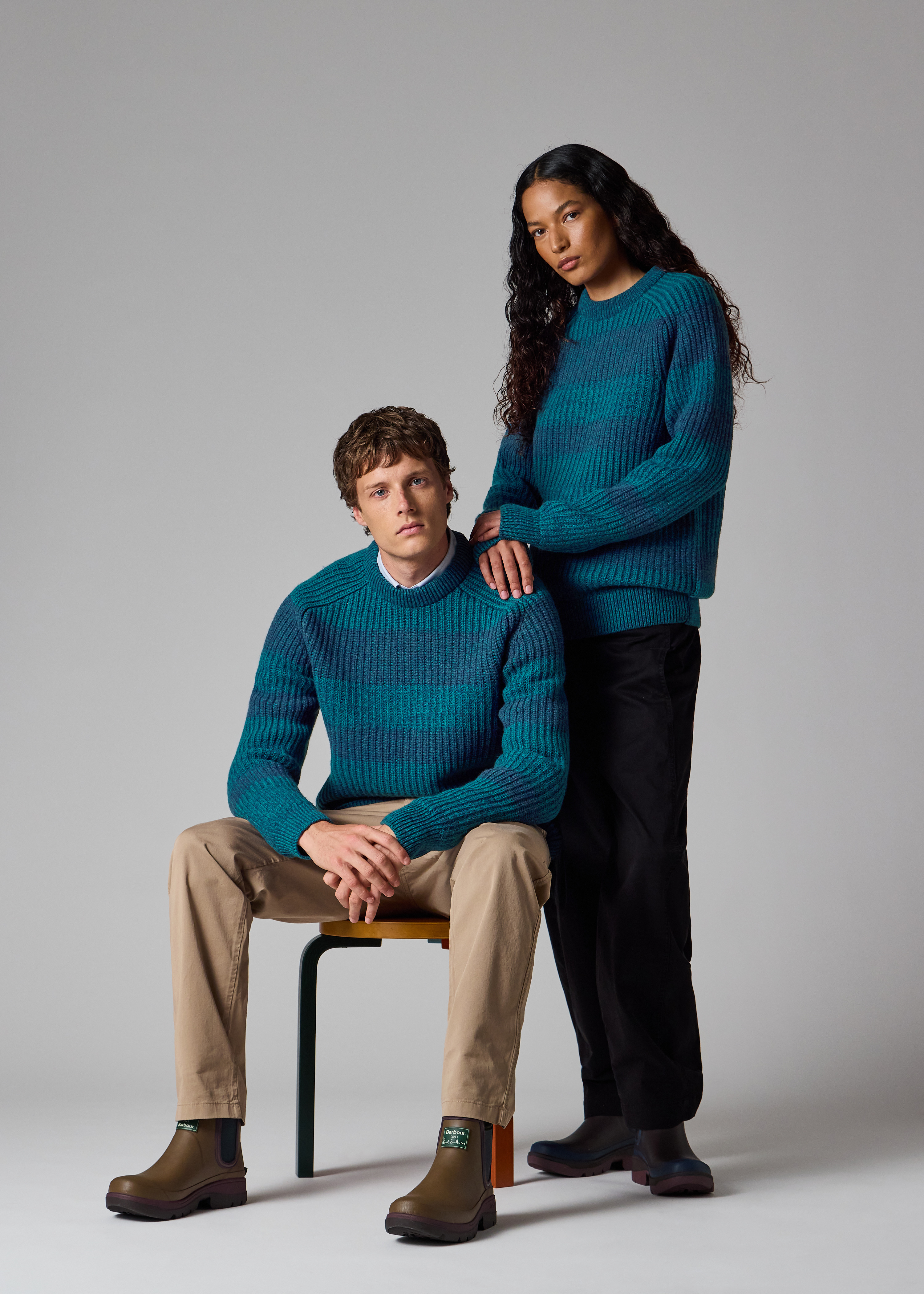 Paul Smith loves Barbour - Rosette Blue Saddle Crew Neck Sweater - 4