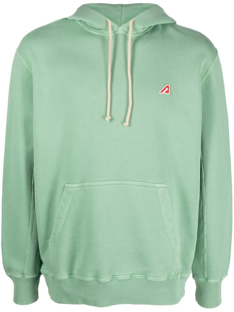 logo-patch cotton hoodie 1