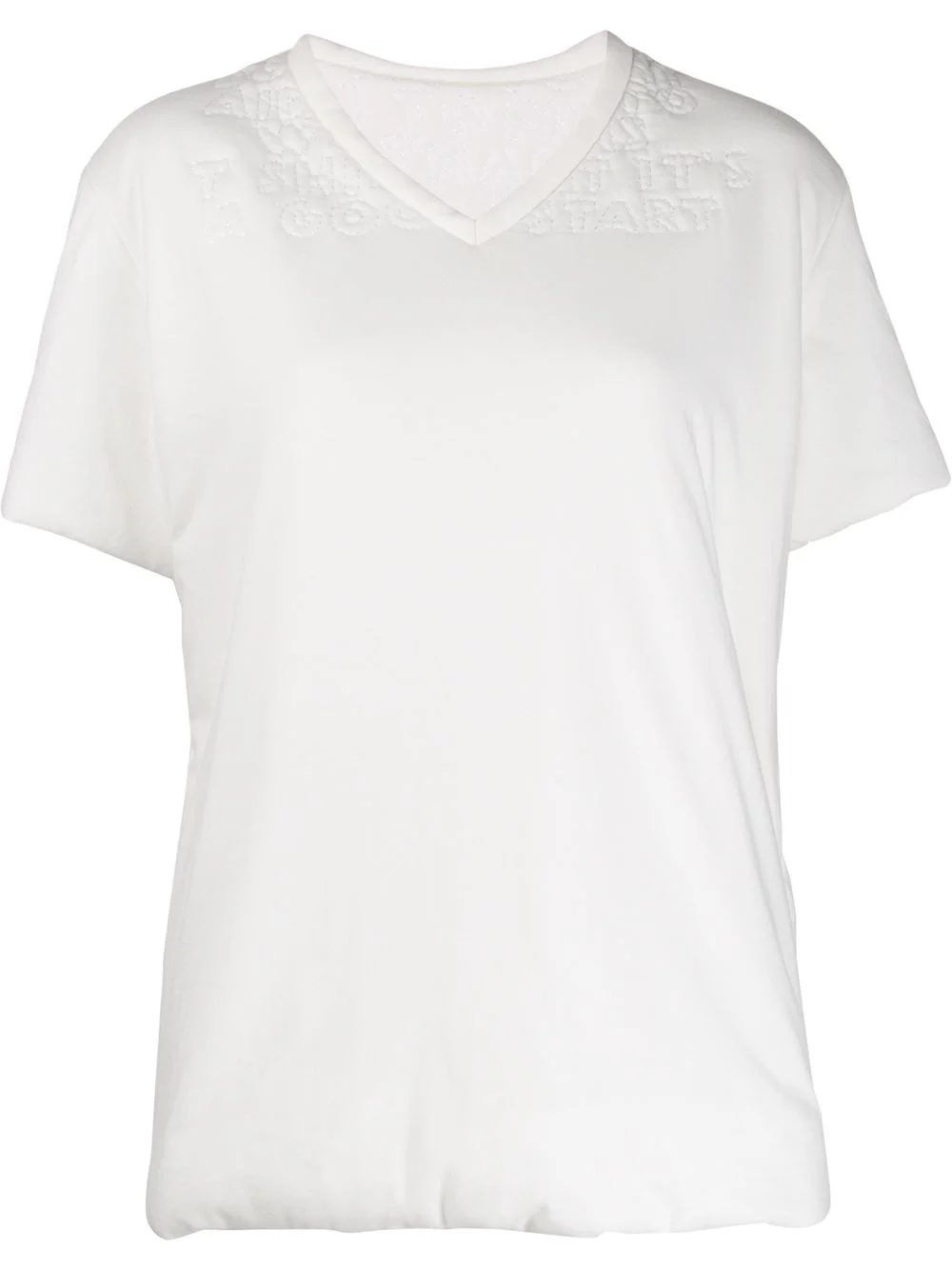 padded V-neck T-shirt - 1