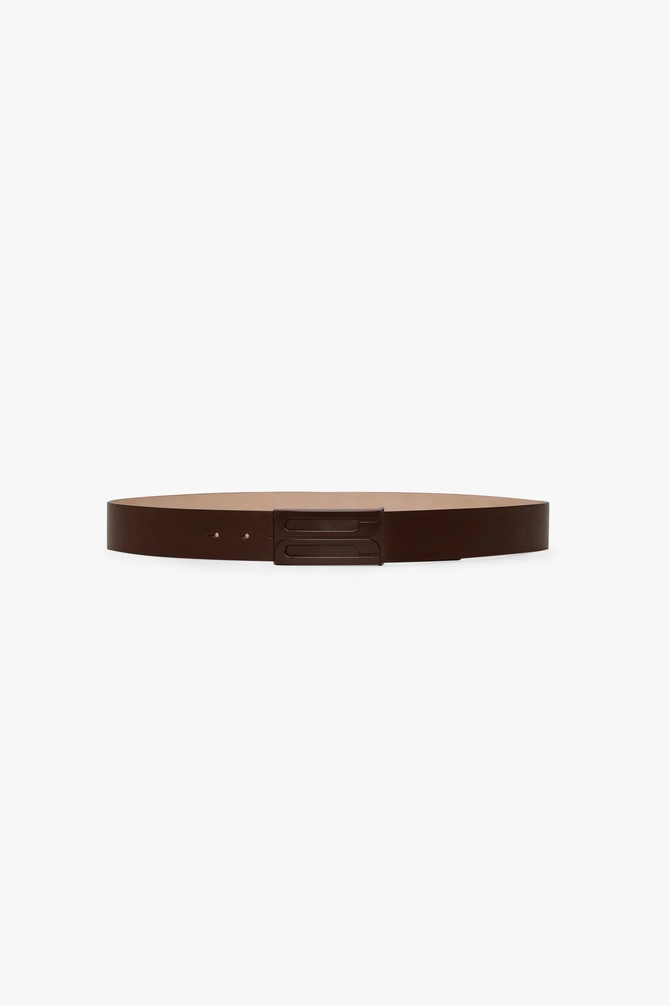 Tonal Jumbo Frame Belt In Dark Brown Smooth Leather - 1