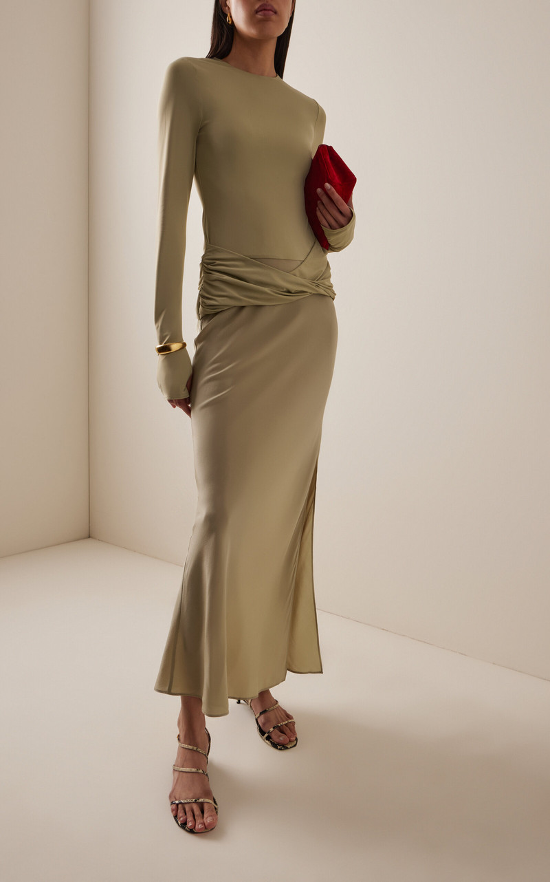 SIR. Milesi Twisted Jersey and Satin Gown green outlook