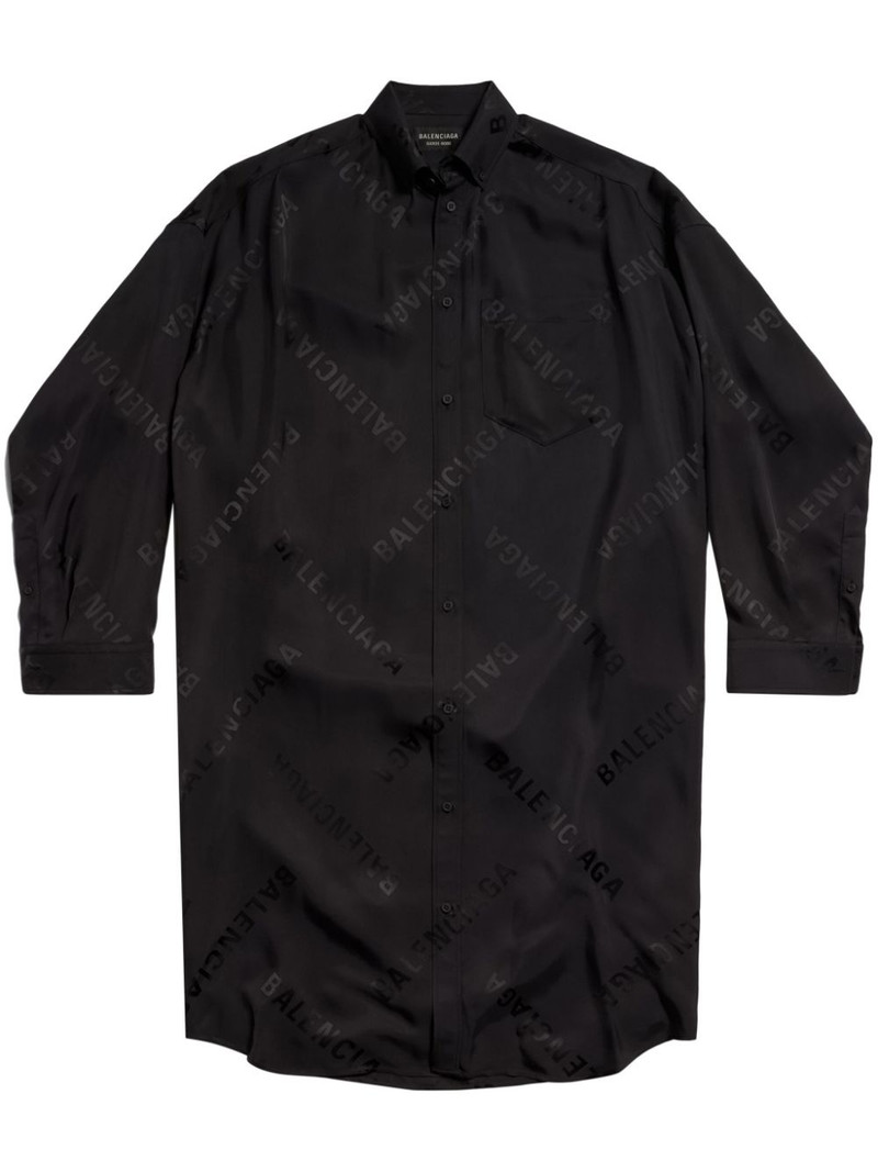 diagonal logo-print shirtdress 1